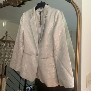Small Express Blazer brocade style with white silver and beige